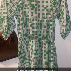 Green and White Patterned Dress